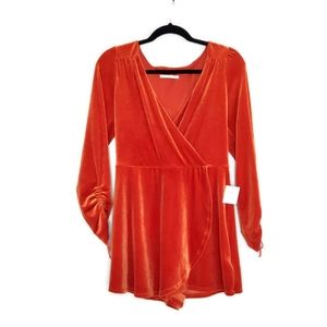 UO One-piece Sexy V-neck Velvet Surplice Romper